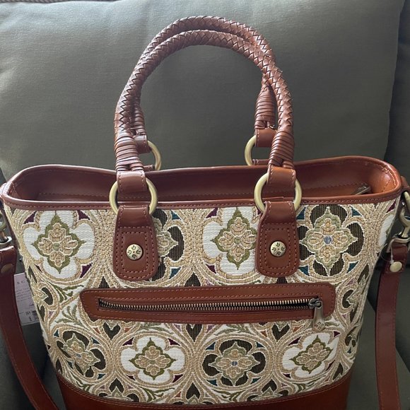 PATRICIA NASH Lesina LEATHER and Tapestry Tote - Picture 7 of 16